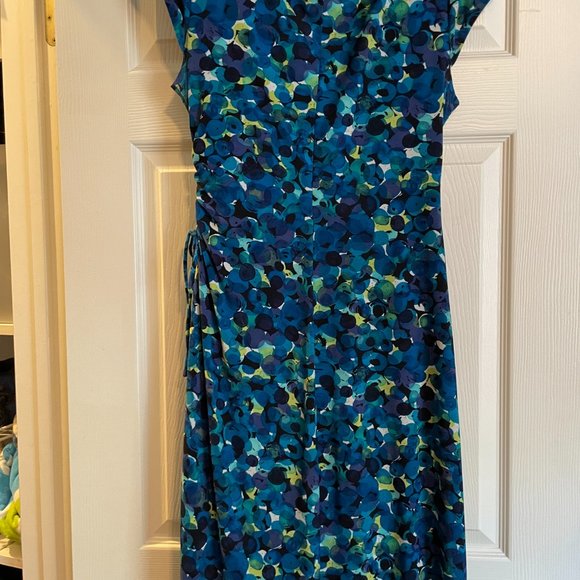 Watercolor print mock-wrap dress - Picture 3 of 8